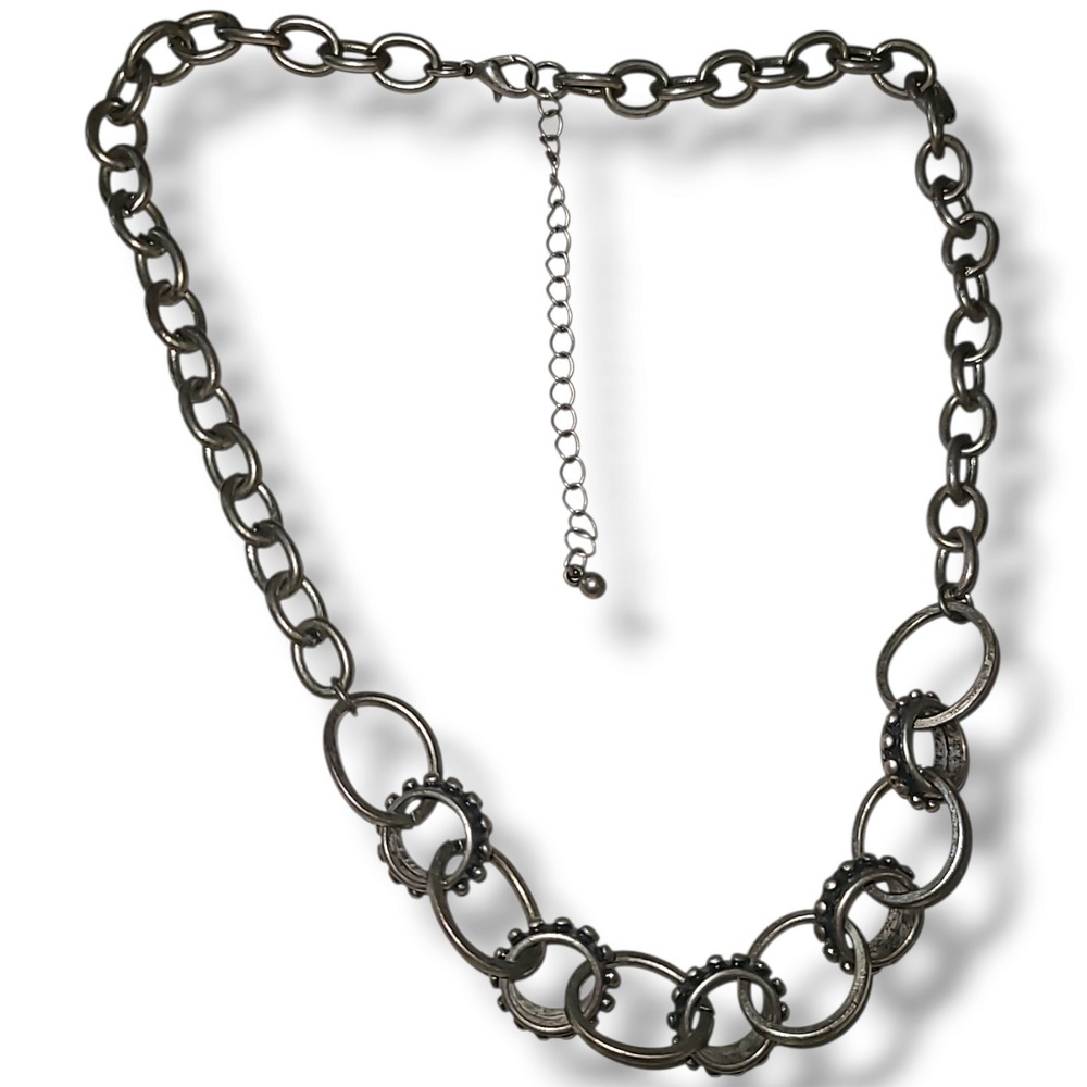 Vintage '90S Y2K Chunky Gun Metal Chain Necklace 17"